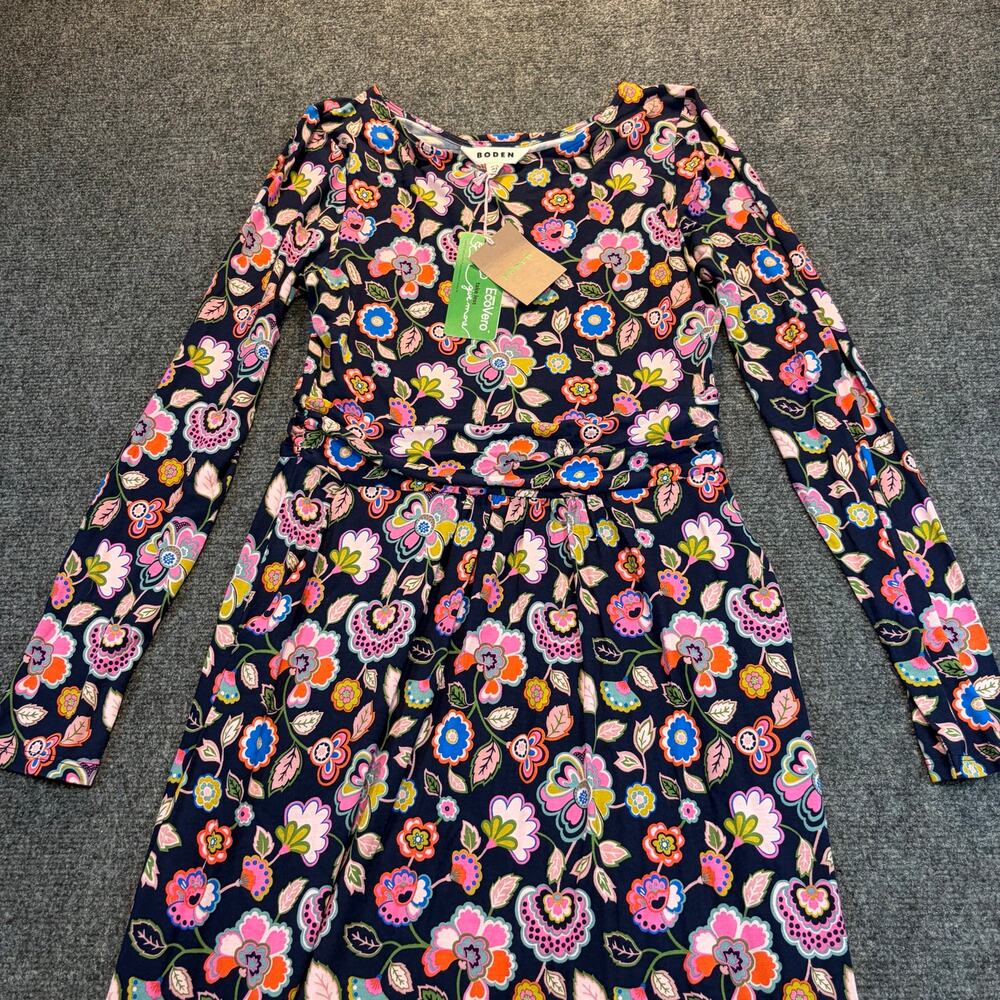Boden Long Sleeve Floral Maxi Dress Multicolored Fit and Flare Size 6L New - Picture 2 of 9